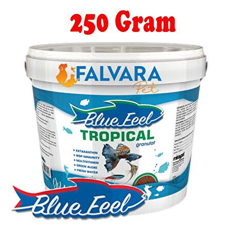 250 Gram Blue Feel Tropical Granulat (500-800 micron) Kovadan Bölme Balık Yemi