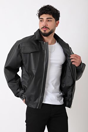 Büyük Cep Kapaklı Suni Deri Mont_50391