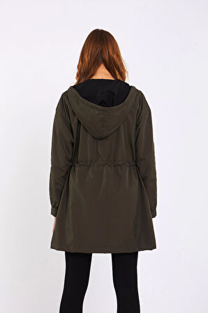 Micro Haki Midi Yağmurluk & Rüzgarlık