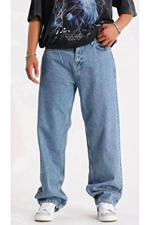 kaizer denim buzmavi baggy pantalon erkek