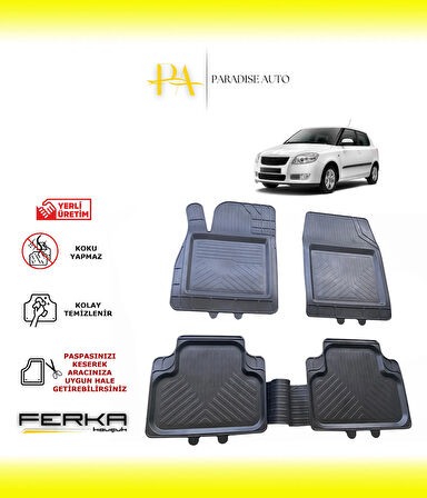 Skoda Fabia 2 2007-2014 Uyarlanabilir Universal Havuzlu Paspas