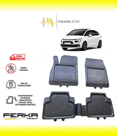 Citroen C4 Spacetourer 2018-2020 Uyarlanabilir Universal Havuzlu Paspas