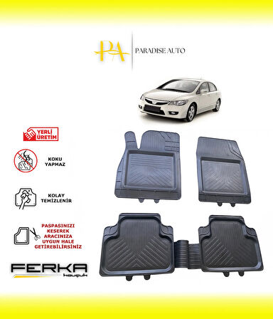 Honda Civic 8 Sedan (FD6) 2007-2012 Uyarlanabilir Universal Havuzlu Paspas