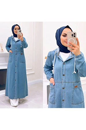 Kadın Düğmeli Kot Kap