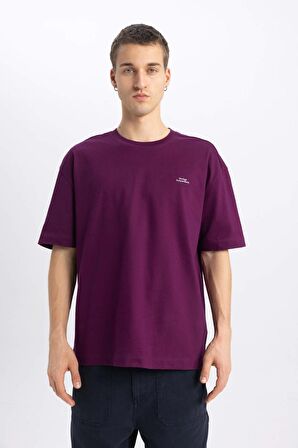 DeFacto Oversize Geniş Kalıp Bisiklet Yaka Baskılı Kısa Kollu Tişört B4755AX24SPPR483