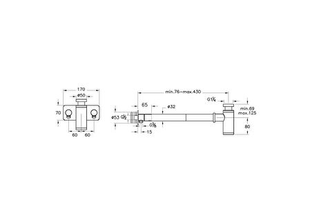 VitrA Origin A45159 Lavabo Sifon Seti, Simetrik, Rozetli, Krom