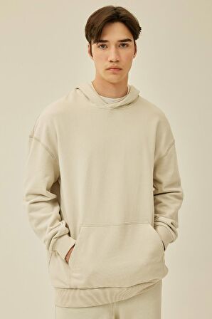 DeFacto Comfort Regular Fit Rahat Kalıp Kapüşonlu Kanguru Cepli Basic Düz Sweatshirt B4446AX24SPGR437