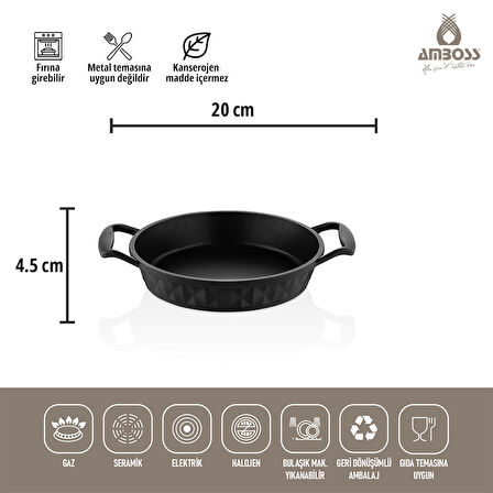 Amboss 3'lü Kuvars Sahan (18cm + 20cm + 22cm) Döküm Titanyum