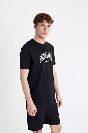 DeFacto Regular Fit Bisiklet Yaka Baskılı Kısa Kollu Tişört D4765AX24SMBK81