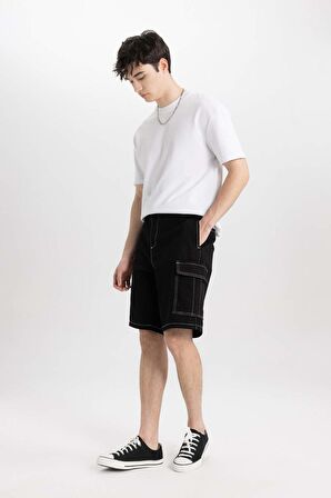 DeFacto Relax Fit Kargo Cepli Bermuda Şort B7639AX24SMBK81