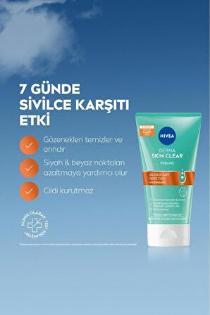 Nivea Derma Skin Clear Sivilce Karşıtı Yüz Temizleyici Peeling 150ml, Salisilik Asit,Niasinamid,Deniz Tuzu