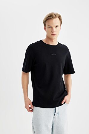 DeFacto Comfort Regular Fit Rahat Kalıp Bisiklet Yaka Baskılı Kısa Kollu Ağır Kumaş Tişört B4221AX24SPBK81