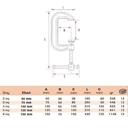 BULUT Kazancı İşkencesi Döküm C Tipi 4 inç 100 mm