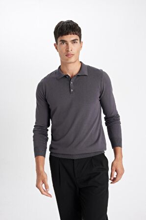 DeFacto Standart Fit Polo Yaka Kazak D0454AX24AUAR86