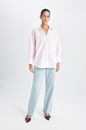 DeFacto Oversize Geniş Kalıp Basic Düz Oxford Uzun Kollu Gömlek C4597AX24AUPN633