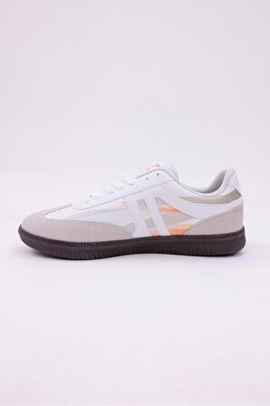 Dijital Baskı Kadın Beyaz-Oranj Sneaker Ayakkabı