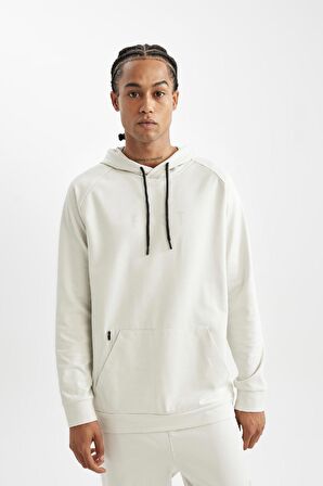 DeFactoFit Standart Fit Kapüşonlu Cepli Skuba Dalgıç Kumaş Sporcu Sweatshirt D1950AX24AUBG721