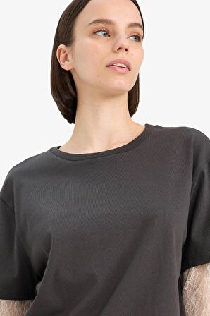 Coool Oversize Geniş Kalıp Bisiklet Yaka Uzun Kollu Tişört