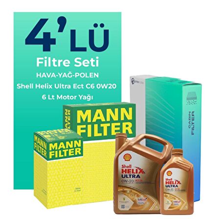 MANN Volvo XC40 2.0 Dizel Filtre Bakım Seti Shell Motor Yağlı (2018-2023) 4 Lü