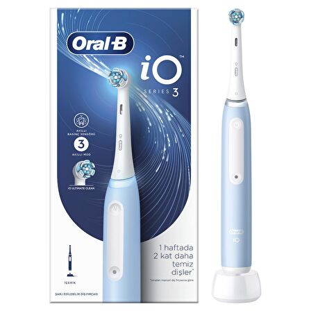 Oral-B IO 3  Mavi Elektrikli Diş Fırçası, 1 Diş Fırçası Başlığı, Braun Tasarımı