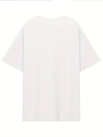 Baskılı Oversize Bisiklet Yaka T-shirt - Beyaz