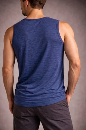 Erkek Flamlı Kumaş Sıfır Kolsuz Atlet Basic Spor Üst, Günlük Ve Fitness Kullanımına Uygun - İndigo