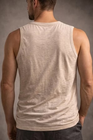 Erkek Flamlı Kumaş Sıfır Kolsuz Atlet Basic Spor Üst, Günlük Ve Fitness Kullanımına Uygun - Taş