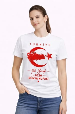 TÜRKİYE Ay Yıldız  Dünya Kupasi Taraftar Forma T-Shirt - Beyaz