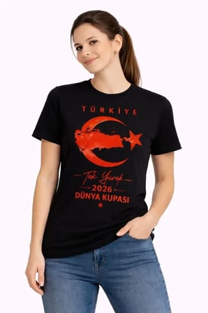 TÜRKİYE Ay Yıldız  Dünya Kupasi Taraftar Forma T-Shirt - Siyah