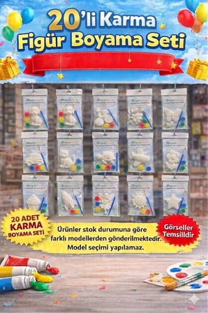 20’li Boyama Seti – Eğlenceli Aktivite Paketi - (BOYA ve Fırçalı Ful Set)