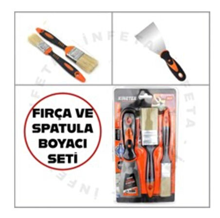 3'lü Boyacı Seti 2 Fırça ve Spatula Seti- Boya Badana Seti