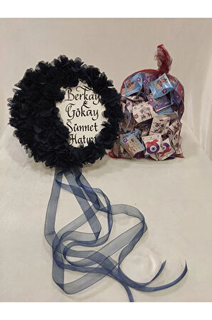 Sünnet Kınası Deri Isme Özel Lacivert Kına Tefi Ve 100 Lü Sünnet Kınası