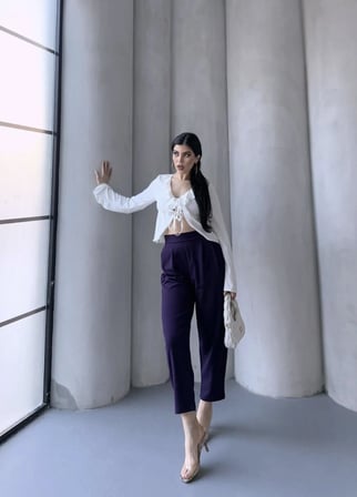 Yandan Fermuar Arka Lastik Detay Harem Pantolon