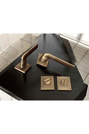 Cloud Gate Mat Antik Sarı Kare Rozetli Wc Banyo Oda Kapı Kolu 1 Takım