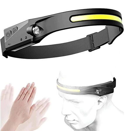 Sensörlü Kafa Lambası Ledli Şarjlı Pilli Kamp Kafa Feneri El Feneri 