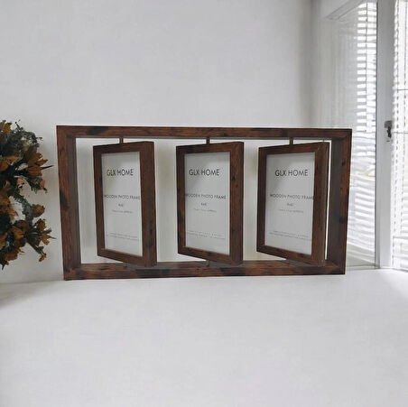 3 lü resim çerçevesi 3 ila 6 fotoğraf 360 derece döner fotoğraf çerçevesi 40*21 cm 