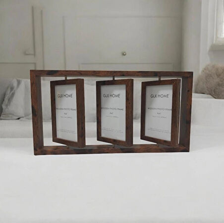 3 lü resim çerçevesi 3 ila 6 fotoğraf 360 derece döner fotoğraf çerçevesi 40*21 cm 