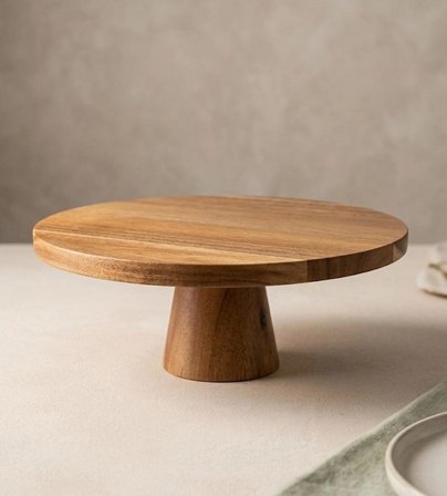 Akasya  ayaklı sunumluk sunum  tabağı pasta tabağı Doğal  30 cm 
