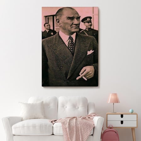 Atatürk Portre Tablosu Mustafa Kemal Atatürk Dikdörtgen Dekoratif Kanvas Tablo-FH-132
