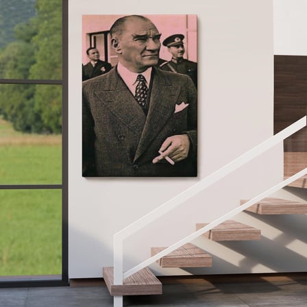 Atatürk Portre Tablosu Mustafa Kemal Atatürk Dikdörtgen Dekoratif Kanvas Tablo-FH-132