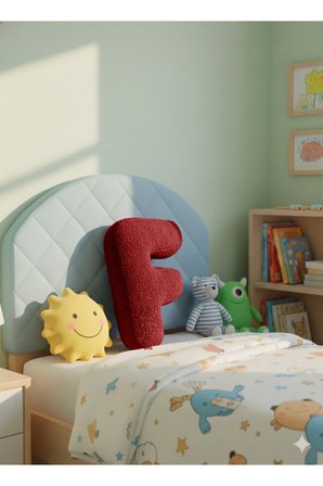 Peluş F Harf yastık , dekoratif kırlent , bordo teddy kumaş , büyük boy 50 cm