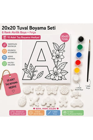 Tuval boya fırça 10 adet taş boyama ful set