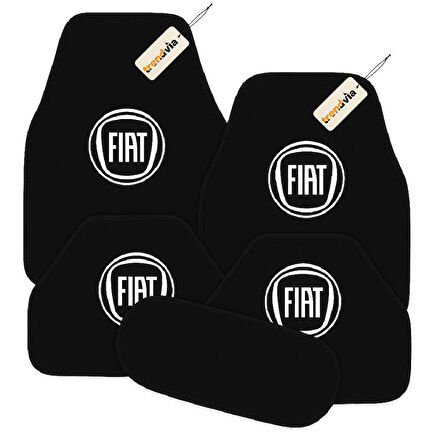 Siyah Renk Fiat Logolu Halı Paspas Takımı 5’li Set – Aracınıza Özel Şık ve Dayanıklı Oto Aksesuar