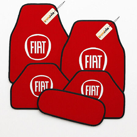 Kırmızı Renk Fiat Logolu Halı Paspas Takımı 5’li Set – Aracınıza Özel Şık ve Dayanıklı Oto Aksesuar
