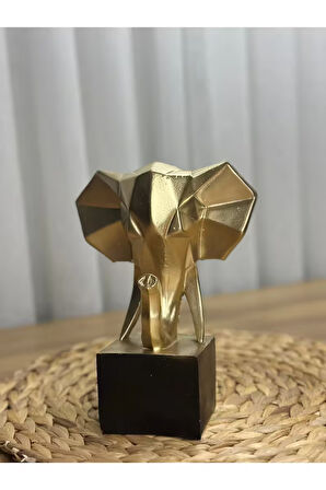 Şık Mermerit Dekoratif Fil Gold Renk Obje