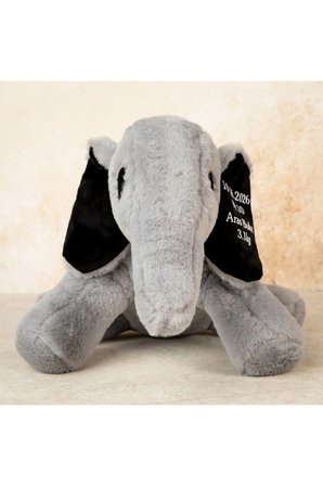 Kişiye Özel İsimli Fil Peluş Oyuncak - Bebeğe Anneye Hediye Kişiselleştirilebilir Fil - Uyku Arkadaşı - Tarihli İsimli Doğum Hediyesi - Baby Shower - Doğum Günü - İlk Yaş Hediyesi