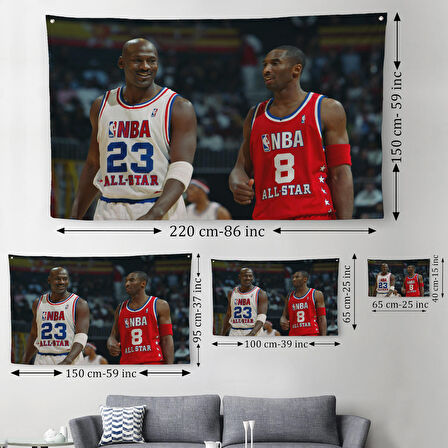 Michael Jordan ve Kobe Bryant Kanvas Duvar Örtüsü-Halısı-5153