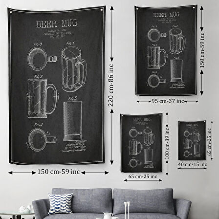 1951 tarihli Bardağı Patent Çizimi Dekoratif Duvar Örtüsü - Halısı-5213