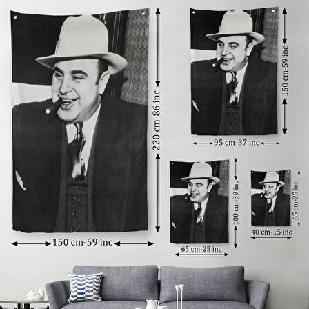 Ünlü Sabıka Fotoğrafı, Ünlü Mafya Patronu, Al Capone Duvar Örtüsü - Halısı-5292