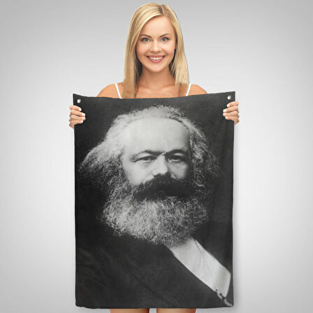 Karl Marx Siyah Beyaz Dekoratif Duvar Örtüsü - Halısı-5964